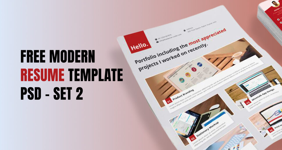 Free Modern Resume Template PSD – Set 2